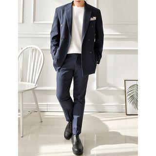 Set: Double-breasted Checked Blazer + Dress Pants