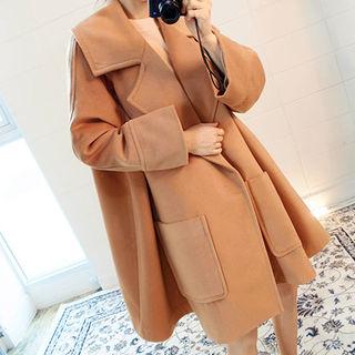 Wide-lapel Open-front Cape Coat