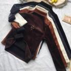Long-sleeve Turtleneck Velvet T-shirt