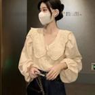 Balloon-sleeve Eyelet Collar Blouse