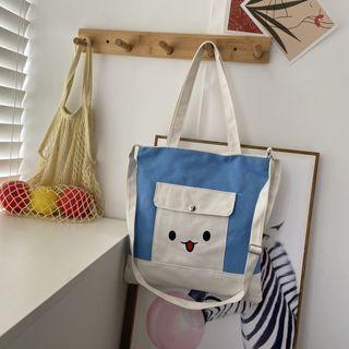 Print Two-tone Canvas Tote Bag