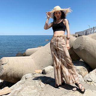 Slit-front Tie Dyed Maxi Skirt