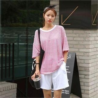 Set: Stripe T-shirt + Sweat Shorts