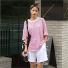 Set: Stripe T-shirt + Sweat Shorts