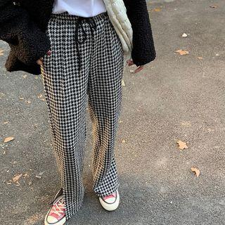 Houndstooth Wide-leg Pants Houndstooth - Black & White - One Size