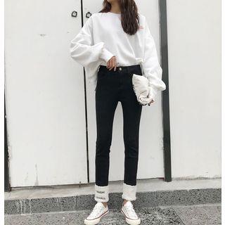 Fleece Panel Straight Cut Jeans