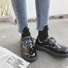 Patent Buckled Lace-up Shoes