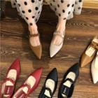 Pointy-toe Shirred Mary Jane Shoes