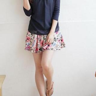 Floral Chiffon Skirt A.beige - One Size