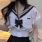 Short-sleeve Sailor Collar Blouse / Mini A-line Skirt