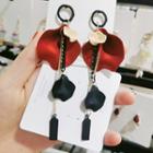 Acrylic Petal Dangle Earring 1 Pair - Red & Black - One Size