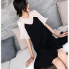 Bell-sleeve Ruffled Hem Mini A-line Dress
