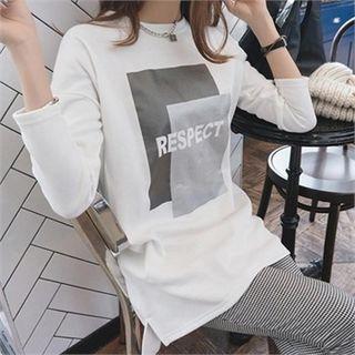 Lettering Brushed-fleece Lined T-shirt