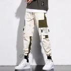 Printed Letter Two Tone Cargo Straight-cut Pants