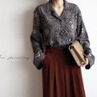 Notched-collar Dual-pocket Patterned Shirt