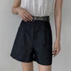 High-waist Linen Bermuda Shorts