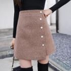 Asymmetrical Buttoned A-line Mini Skirt Pants