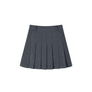 Plain High Waist Pleated A-line Mini Skirt
