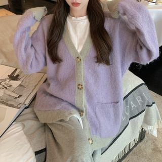 Contrast Trim Cardigan Cardigan - Purple - One Size