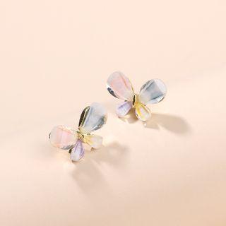 Faux Crystal Butterfly Ear Stud 1 Pair - Butterfly - One Size