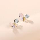 Faux Crystal Butterfly Ear Stud 1 Pair - Butterfly - One Size