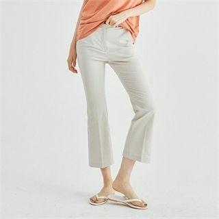 Ramie Blend Semi Boot-cut Pants