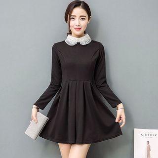 Long Sleeve Lace Collar A-line Dress