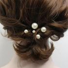 Set Of 5: Faux Pearl Hair Pin Set Of 5 - Faux Pearl - White & Black - One Size