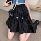 Asymmetrical Flower Mini Skirt