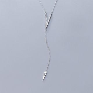 925 Sterling Silver Rhinestone Triangle Necklace As Shown In Figure - One Size