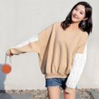 Lace Panel Pullover Almond - One Size