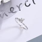 925 Sterling Silver Rhinestone Bamboo Open Ring Rs461 - One Size