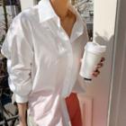 Loose-fit Plain Cotton Shirt White - One Size