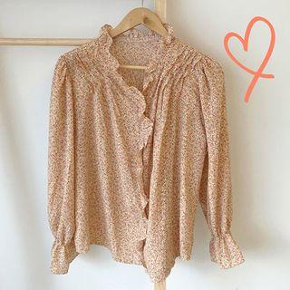 Floral Ruffle Blouse Yellow - One Size