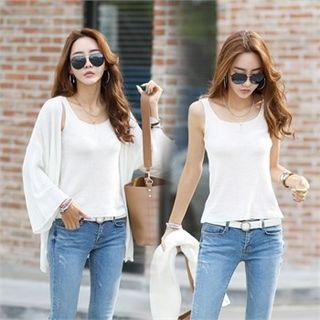 Set: Loose-fit Summer Cardigan + Sleeveless Knit Top