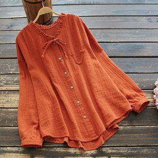 Ruffle Collar Bow Blouse