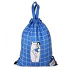 Kiitos Series Drawstring Illustrated Backpack Bear Hug - Blue - One Size