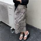 Leopard Print Cutout Midi Pencil Skirt Leopard - White - One Size