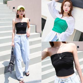Twist-front Cropped Tube Top