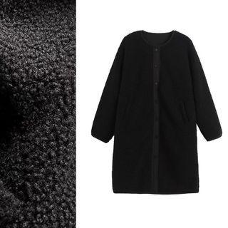 Round Neck Fleece Single Breasted Jacket