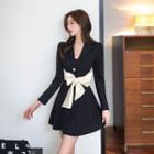 Tie-waist Single-breasted Mini A-line Blazer Dress