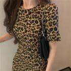 Leopard-print Mini Dress As Shown In Figure - One Size