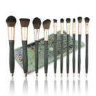 Set Of 10: Wooden Handle Makeup Brush As Shown In Figure - One Size