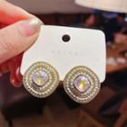 Rhinestone Disc Alloy Earring 1 Pair - Gold - One Size