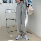 Plain Loose-fit Sweatpants Gray - One Size