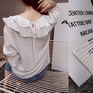 Frilled-detail Tie-back Top