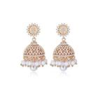 Fashion Atmosphere Plated Gold Geometric Round Imitation Pearl Earrings With Cubic Zirconia Golden - One Size