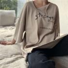 Irregular Lettering Elbow-sleeve T-shirt