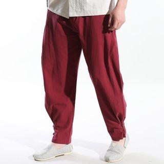 Frog-button Hem Harem Pants