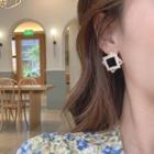 Rhinestone Square Earring 1 Pair - 925 Silver - Earrings - One Size